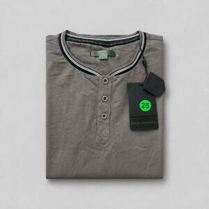 No.25 Nick Danger Men's Gray Short Sleeve Henley Shirt with Contrast Trim